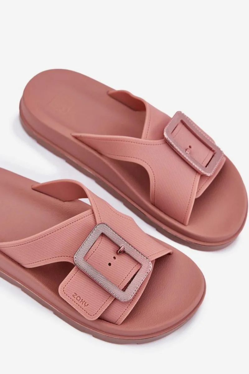 Clearance Pachnące Klapki Damskie Z Ozdobną Klamrą RR285077 Brudny Róż Damskie Klapki Damskie Klasyczne