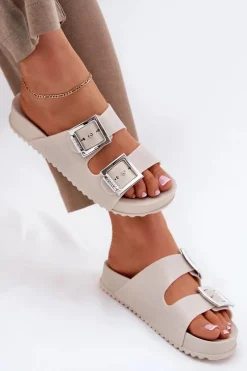 Best ZAXY Pachnące Klapki Damskie Z Klamrami I Brokatem RR285056 Beżowe Beżowy