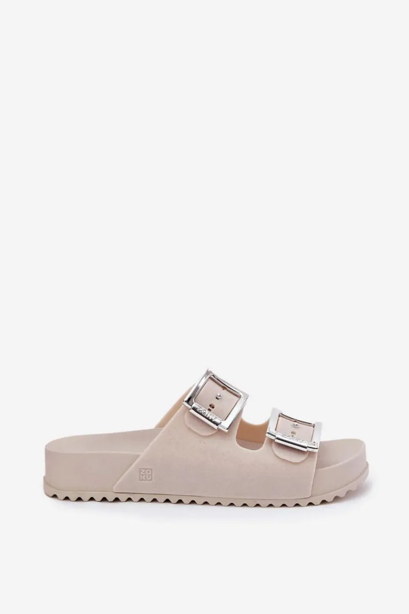 Best ZAXY Pachnące Klapki Damskie Z Klamrami I Brokatem RR285056 Beżowe Beżowy