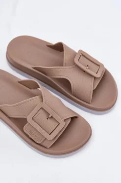 Sale Pachnące Klapki Damskie Z Ozdobną Klamrą RR285076 Beżowe Damskie Klapki Damskie Klasyczne