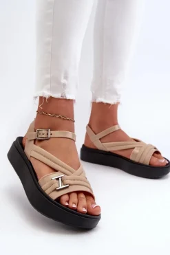 Sandały Gumowe|Sandały Płaskie>ZAXY Pachnące Sandały Damskie Na Platformie LL285063 Beżowe Beżowy