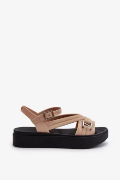 Sandały Gumowe|Sandały Płaskie></noscript>ZAXY Pachnące Sandały Damskie Na Platformie LL285063 Beżowe Beżowy