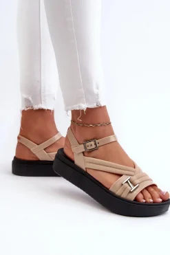 Sandały Gumowe|Sandały Płaskie></noscript>ZAXY Pachnące Sandały Damskie Na Platformie LL285063 Beżowe Beżowy