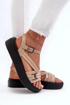 Sandały Gumowe|Sandały Płaskie></noscript>ZAXY Pachnące Sandały Damskie Na Platformie LL285063 Beżowe Beżowy