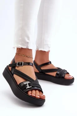 Sandały Gumowe|Sandały Płaskie>ZAXY Pachnące Sandały Damskie Na Platformie LL285064 Czarne