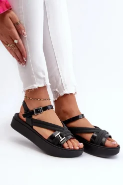 Sandały Gumowe|Sandały Płaskie>ZAXY Pachnące Sandały Damskie Na Platformie LL285064 Czarne