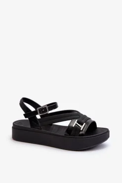 Sandały Gumowe|Sandały Płaskie></noscript>ZAXY Pachnące Sandały Damskie Na Platformie LL285064 Czarne