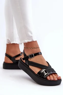 Sandały Gumowe|Sandały Płaskie></noscript>ZAXY Pachnące Sandały Damskie Na Platformie LL285064 Czarne