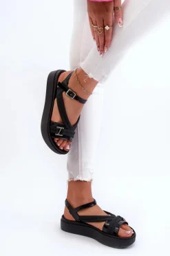 Sandały Gumowe|Sandały Płaskie></noscript>ZAXY Pachnące Sandały Damskie Na Platformie LL285064 Czarne