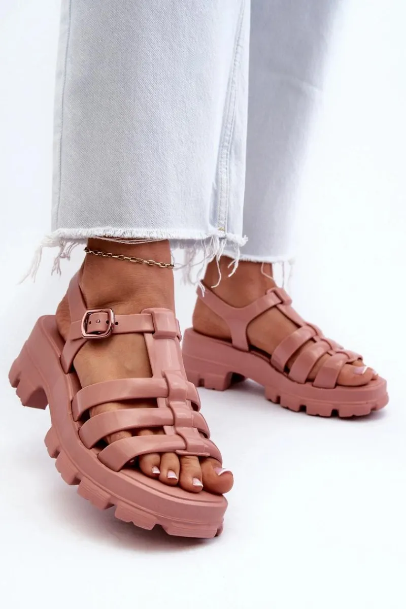 Best Pachnące Sandały Damskie NN285038 Brudny Róż Damskie Sandały Gumowe|Sandały Na Obcasie