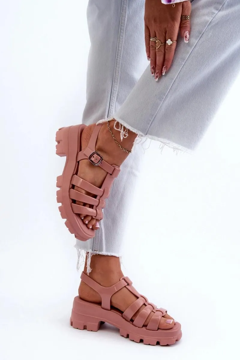 Best Pachnące Sandały Damskie NN285038 Brudny Róż Damskie Sandały Gumowe|Sandały Na Obcasie