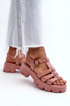 Best Pachnące Sandały Damskie NN285038 Brudny Róż Damskie Sandały Gumowe|Sandały Na Obcasie