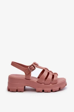 Best Pachnące Sandały Damskie NN285038 Brudny Róż Damskie Sandały Gumowe|Sandały Na Obcasie