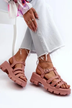 Best Pachnące Sandały Damskie NN285038 Brudny Róż Damskie Sandały Gumowe|Sandały Na Obcasie