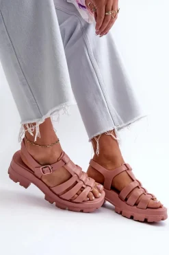 Best Pachnące Sandały Damskie NN285038 Brudny Róż Damskie Sandały Gumowe|Sandały Na Obcasie