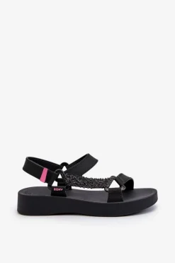 Sale Pachnące Sandały Na Rzep LL285062 Czarne Damskie Sandały Gumowe|Sandały Płaskie