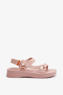 Pachnące Sandały Na Rzep LL285061 Jasnoróżowe Damskie Sandały Gumowe|Sandały Płaskie