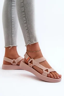 Pachnące Sandały Na Rzep LL285061 Jasnoróżowe Damskie Sandały Gumowe|Sandały Płaskie