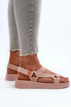 Pachnące Sandały Na Rzep LL285061 Jasnoróżowe Damskie Sandały Gumowe|Sandały Płaskie