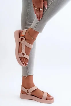 Pachnące Sandały Na Rzep LL285061 Jasnoróżowe Damskie Sandały Gumowe|Sandały Płaskie