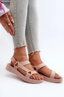 Pachnące Sandały Na Rzep LL285061 Jasnoróżowe Damskie Sandały Gumowe|Sandały Płaskie