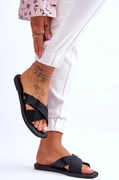 Clearance Pachnące Wegańskie Klapki JJ285217 Czarne Damskie Klapki Damskie Klasyczne