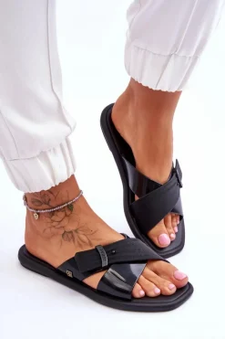 Clearance Pachnące Wegańskie Klapki JJ285217 Czarne Damskie Klapki Damskie Klasyczne