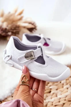 Dziewczęce|Back To School></noscript>BEFADO Papcie Baleriny Błyszczące 115X001 Srebrne