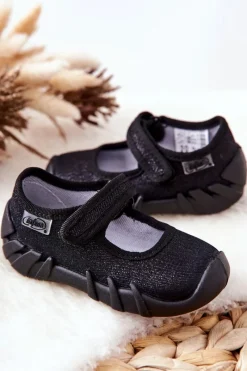 Dziewczęce|Balerinki Dziecięce>BEFADO Papcie Baleriny Błyszczące 109P227 Czarne