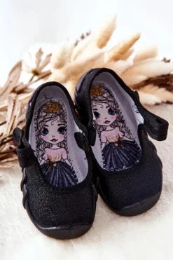 Dziewczęce|Balerinki Dziecięce></noscript>BEFADO Papcie Baleriny Błyszczące 109P227 Czarne