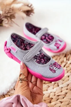 Dziewczęce|Back To School>BEFADO Papcie Baleriny Jednorożce 114X464 Szaro-Różowe