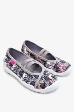 Discount Papcie Baleriny Kotki 116X315 Szaro-Różowe Dzieci Dziewczęce|Back To School