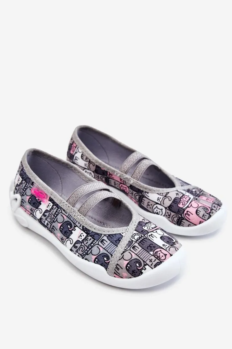 Discount Papcie Baleriny Kotki 116X315 Szaro-Różowe Dzieci Dziewczęce|Back To School