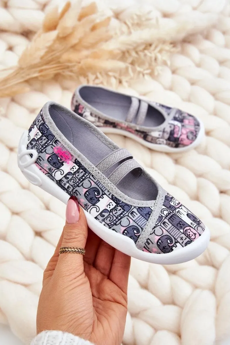 Discount Papcie Baleriny Kotki 116X315 Szaro-Różowe Dzieci Dziewczęce|Back To School