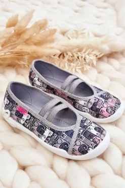 Discount Papcie Baleriny Kotki 116X315 Szaro-Różowe Dzieci Dziewczęce|Back To School