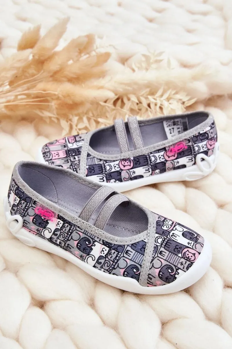 Discount Papcie Baleriny Kotki 116X315 Szaro-Różowe Dzieci Dziewczęce|Back To School