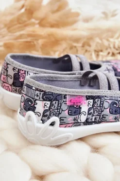 Discount Papcie Baleriny Kotki 116X315 Szaro-Różowe Dzieci Dziewczęce|Back To School