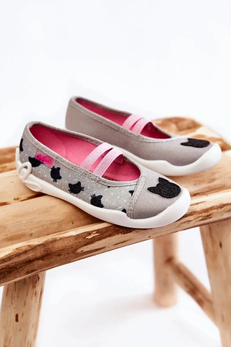 Papcie Baleriny Kotek 116X302 Szare Dzieci Dziewczęce|Back To School