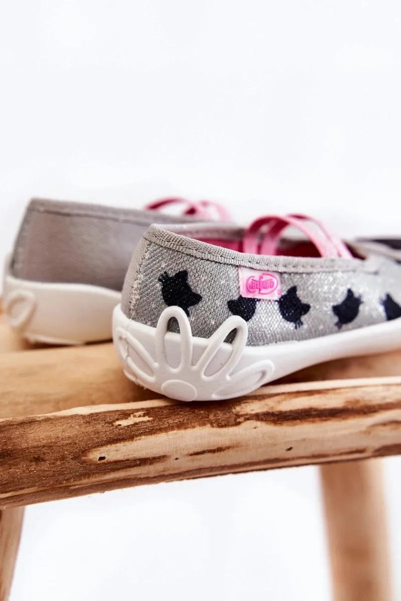 Papcie Baleriny Kotek 116X302 Szare Dzieci Dziewczęce|Back To School