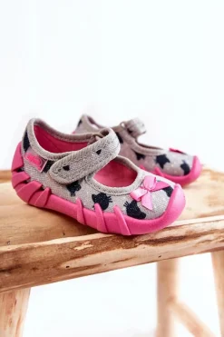 Dziewczęce|Balerinki Dziecięce>BEFADO Papcie Baleriny Kotki 109N247 Szaro-Różowe