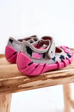 Dziewczęce|Balerinki Dziecięce>BEFADO Papcie Baleriny Kotki 109N247 Szaro-Różowe