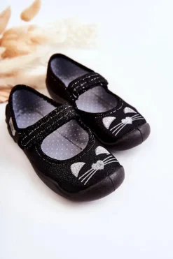 Dziewczęce|Balerinki Dziecięce></noscript>BEFADO Papcie Baleriny Kotki 114X450 Czarne