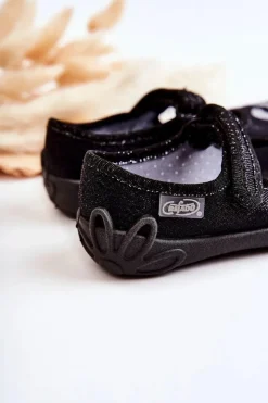 Dziewczęce|Balerinki Dziecięce></noscript>BEFADO Papcie Baleriny Kotki 114X450 Czarne