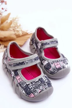 Dziewczęce|Back To School></noscript>BEFADO Papcie Baleriny Kotki 109P261 Szare