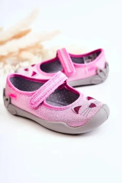 Dziewczęce|Balerinki Dziecięce>BEFADO Papcie Baleriny Kotki 114X451 Różowo-Szare