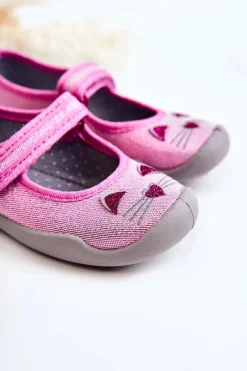 Dziewczęce|Balerinki Dziecięce></noscript>BEFADO Papcie Baleriny Kotki 114X451 Różowo-Szare