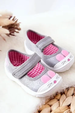 Outlet BEFADO Papcie Baleriny Królik 209P033 Szare