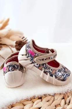 Dziewczęce|Balerinki Dziecięce></noscript>BEFADO Papcie Baleriny Sarenki 109P240 Beżowe