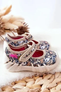 Dziewczęce|Balerinki Dziecięce></noscript>BEFADO Papcie Baleriny Sarenki 109P240 Beżowe