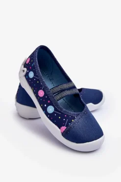 New Papcie Baleriny 116X316 Granatowe Dzieci Dziewczęce|Balerinki Dziecięce